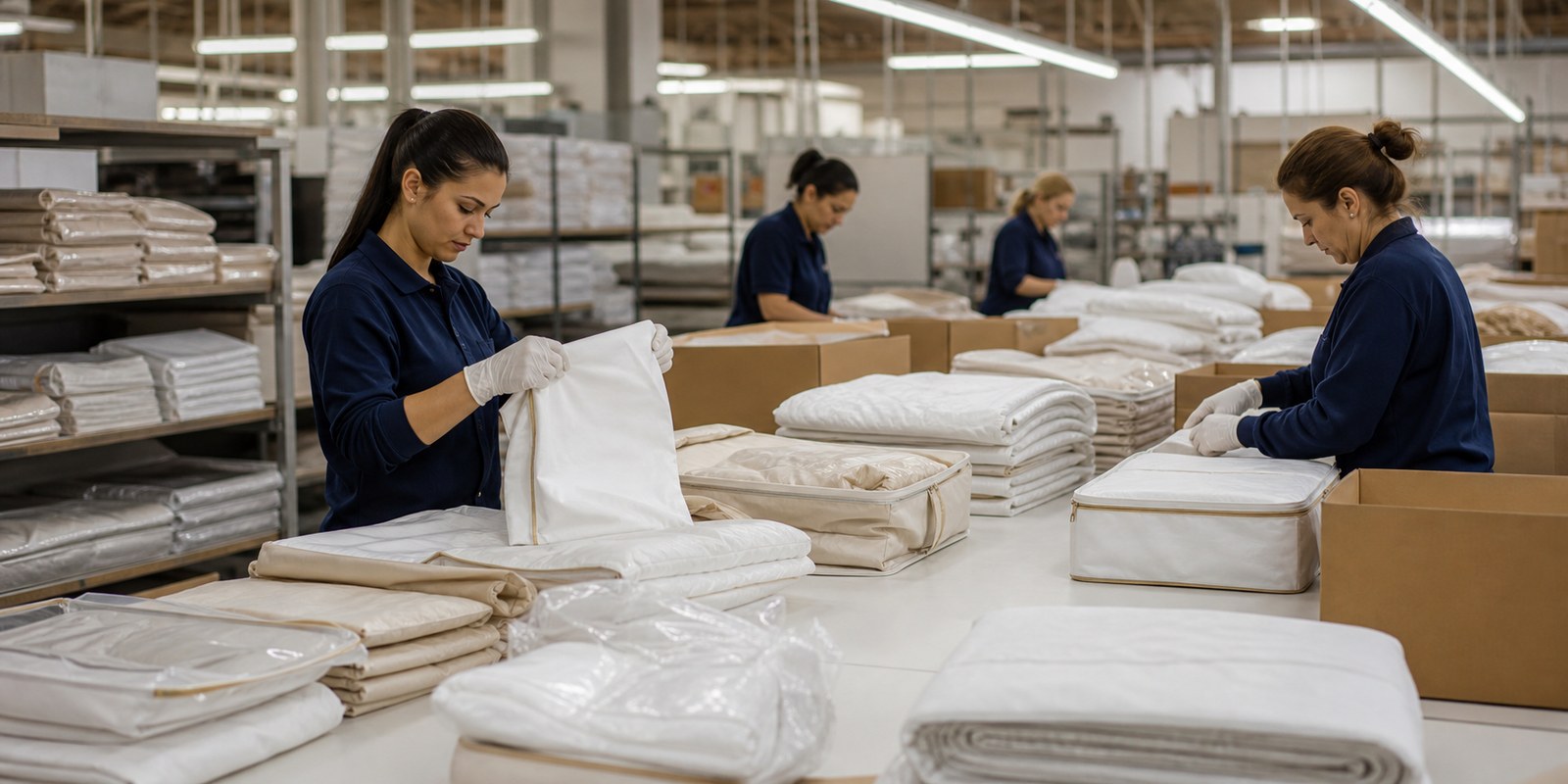 Final packaging and shipment preparation for textile products